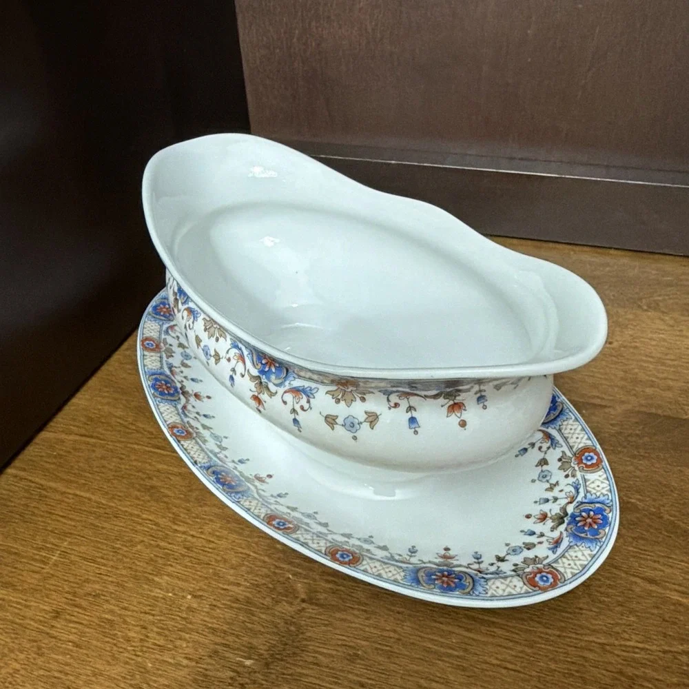 Union Céramique Sauce Gravy Boat 1900s Limoges France MF&C Chicago Antique